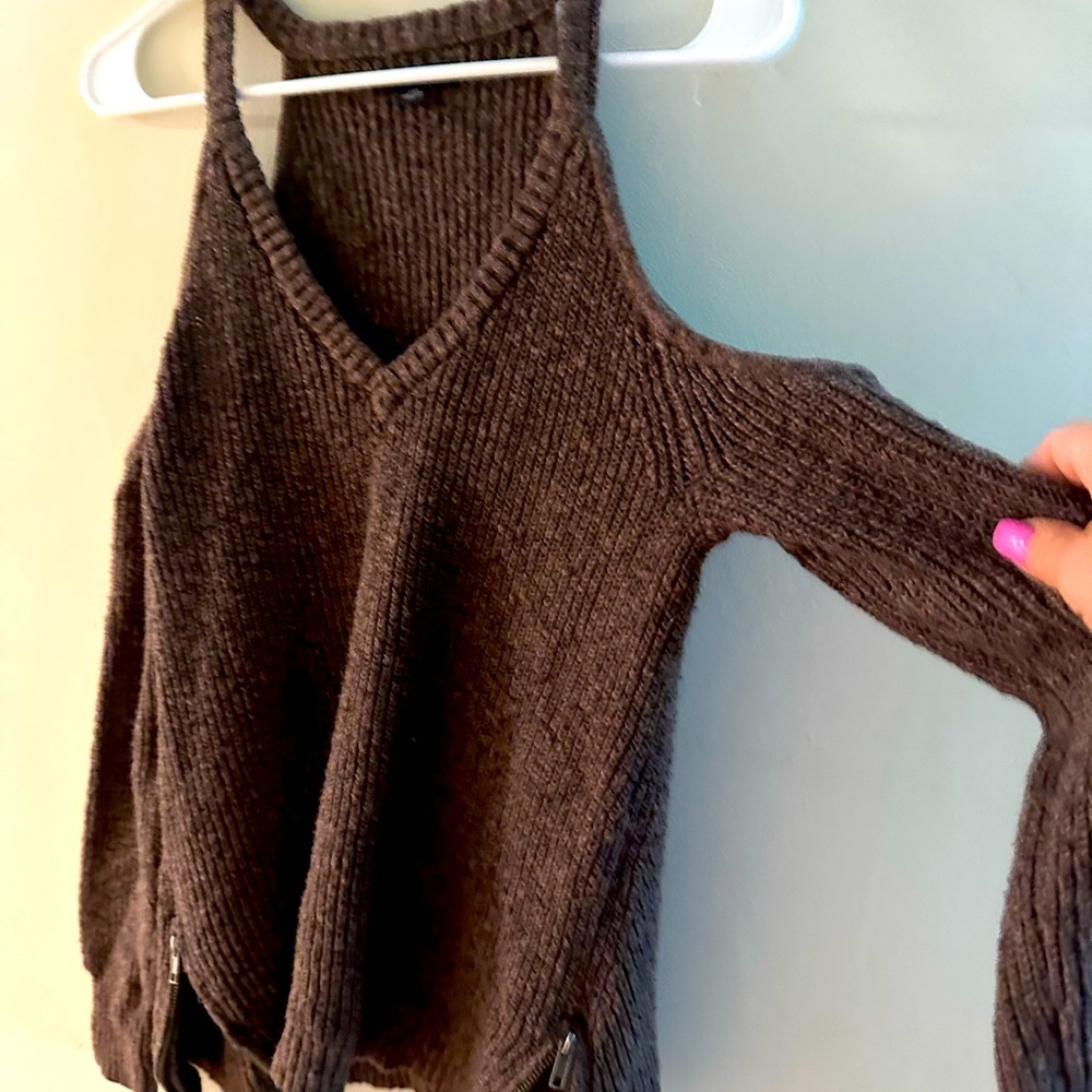 Off the shoulder brown sweater